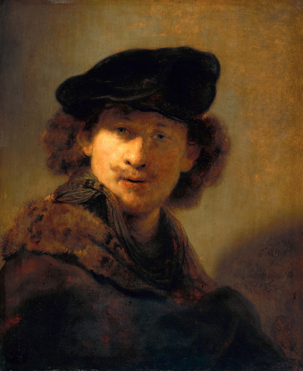Selvportrett med fløyelsbasker, 1634 av Rembrandt van Rijn
