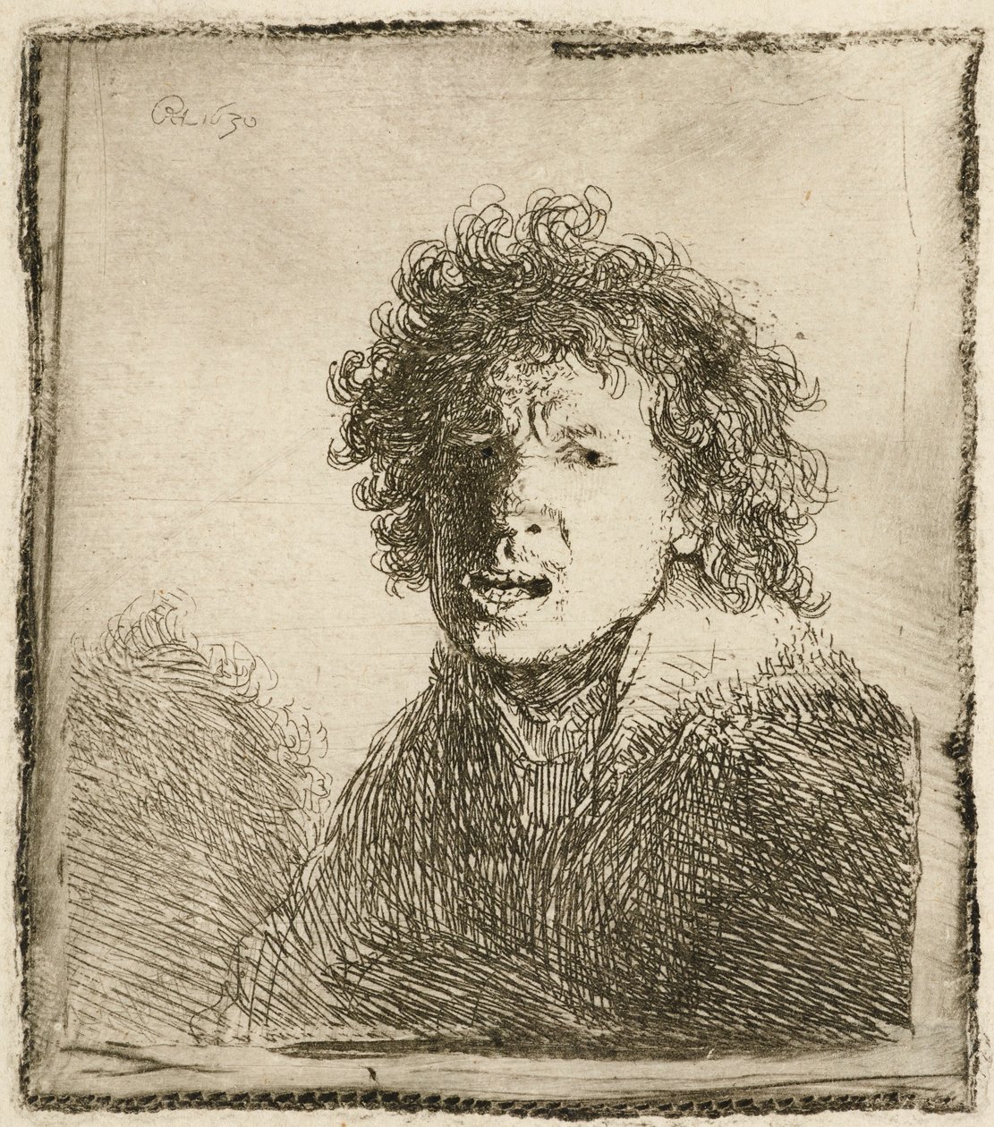 Selvportrett med åpen munn, som om han ropte: byste, 1630. av Rembrandt van Rijn