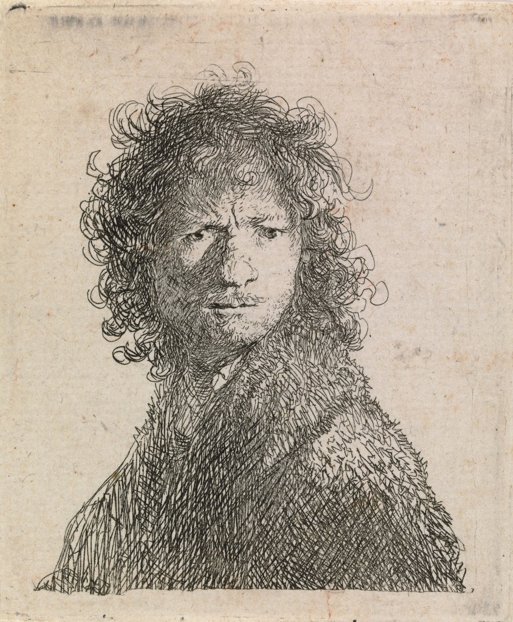 Selvportrett, med rynket panne av Rembrandt van Rijn