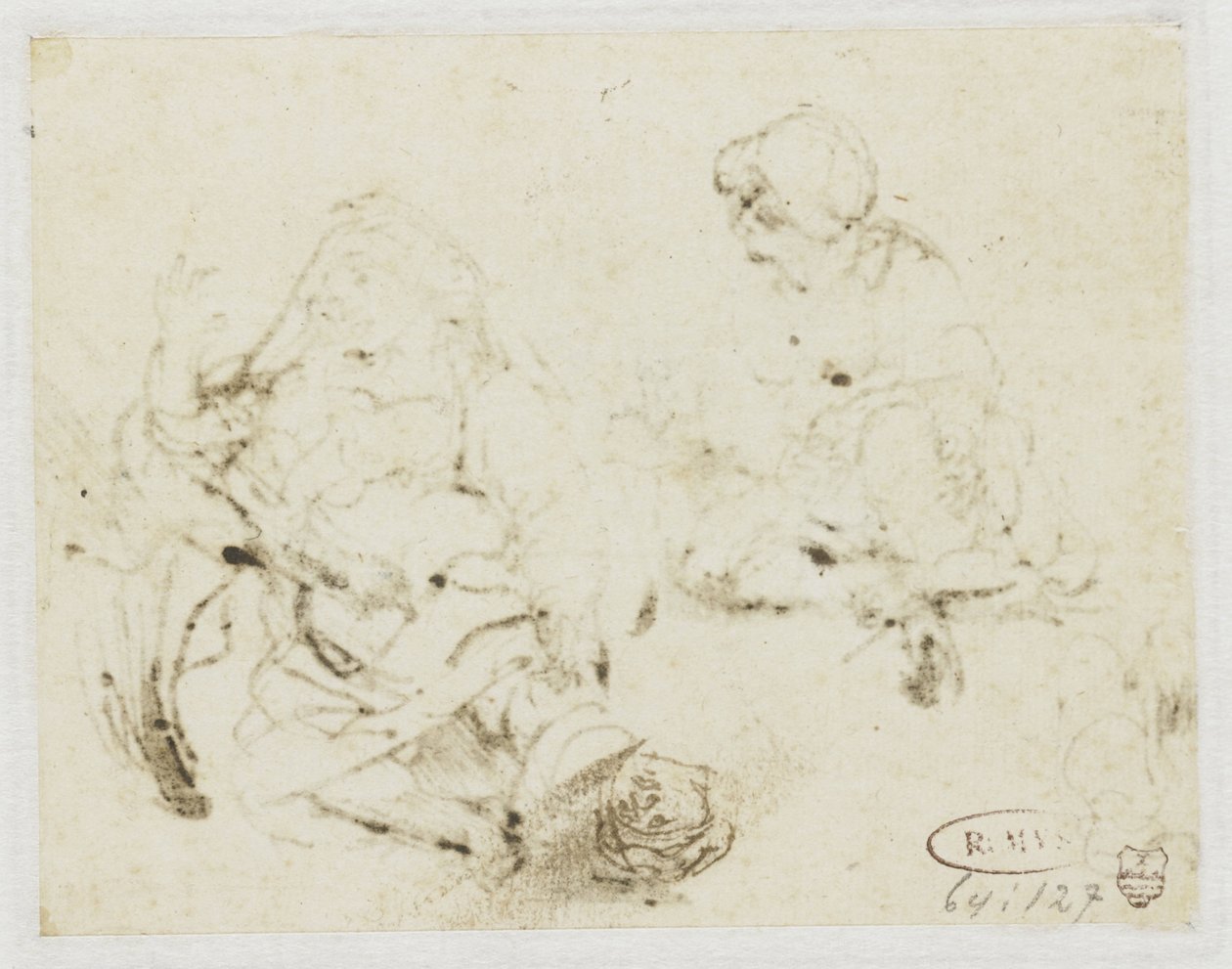 Liten studie av hodet til den syke kvinnen av Rembrandt van Rijn