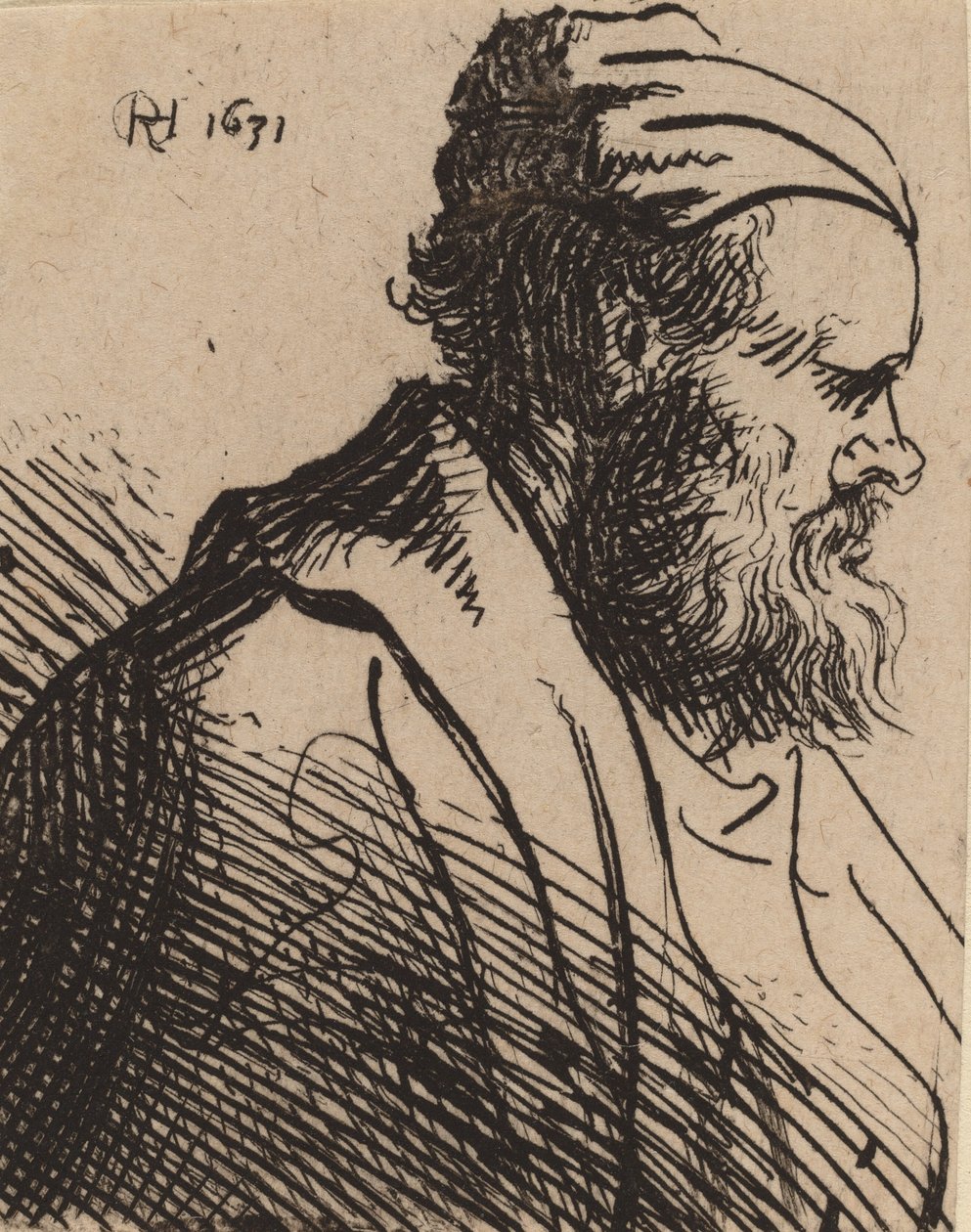 Snub-Nosed Man in a Cap, i eller før 1630. av Rembrandt van Rijn