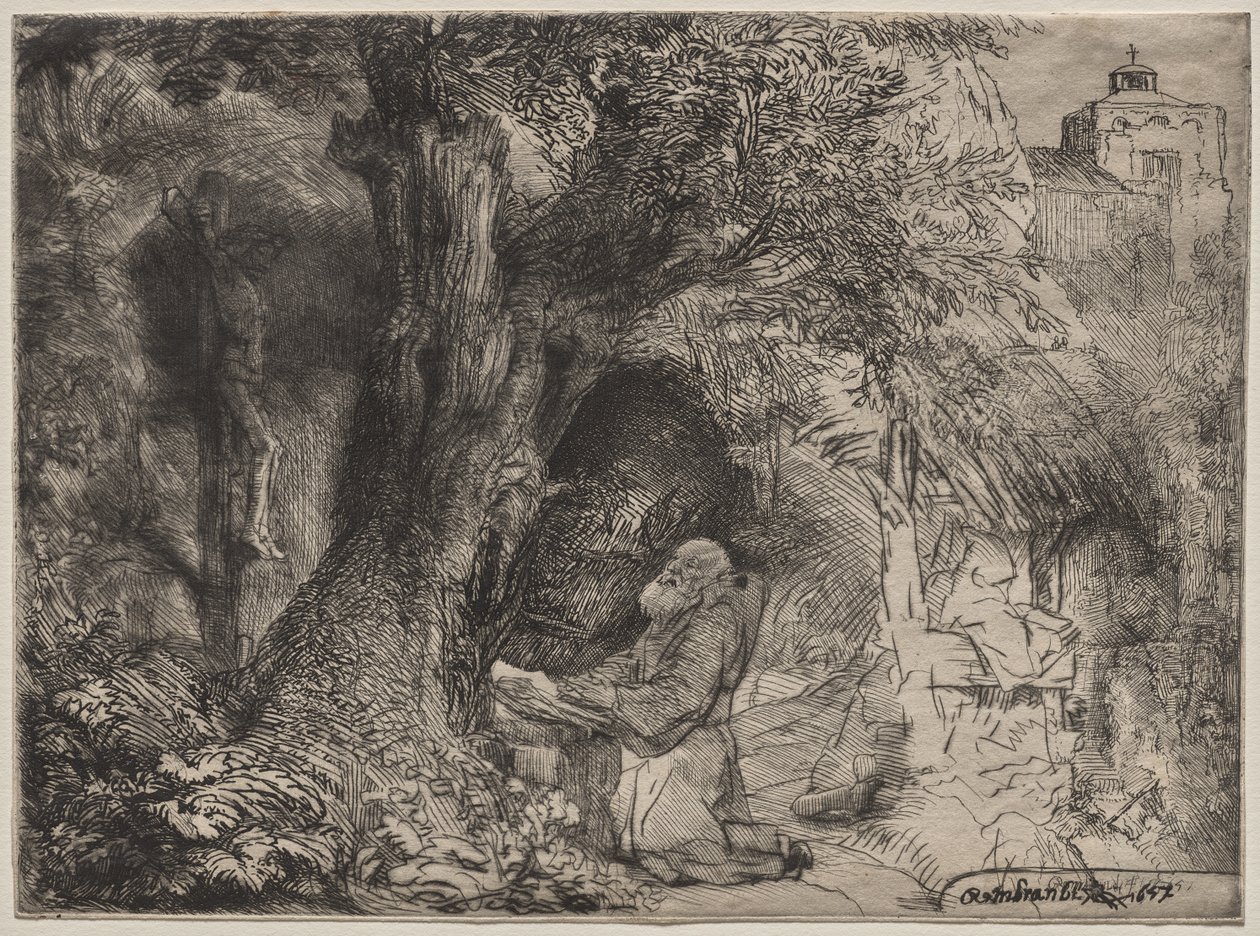 St. Frans i bønn under et tre av Rembrandt van Rijn