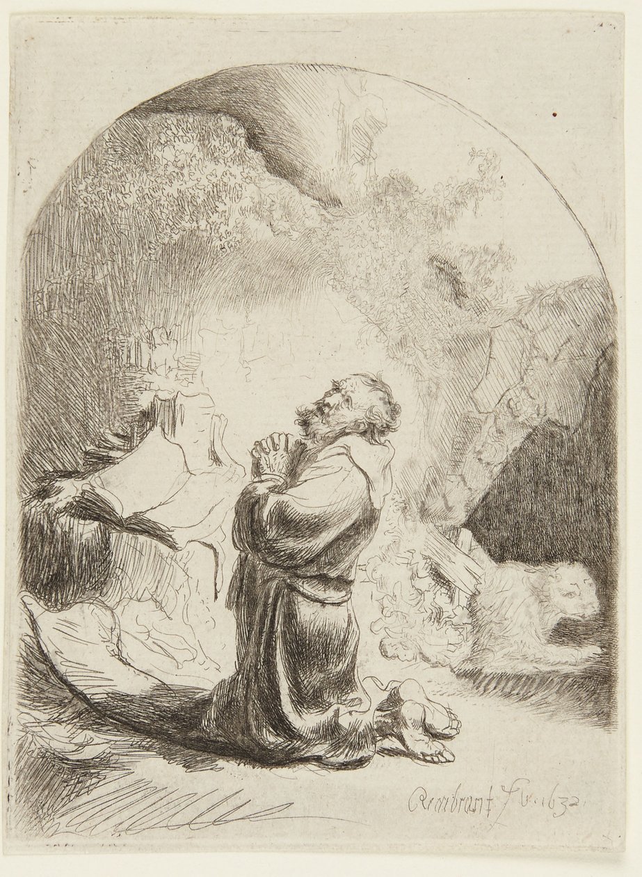 Den hellige Hieronymus i bønn av Rembrandt van Rijn