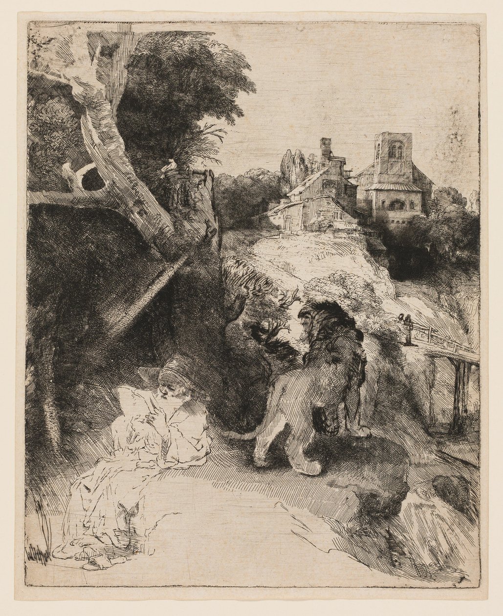 St. Jerome leser i et italiensk landskap av Rembrandt van Rijn