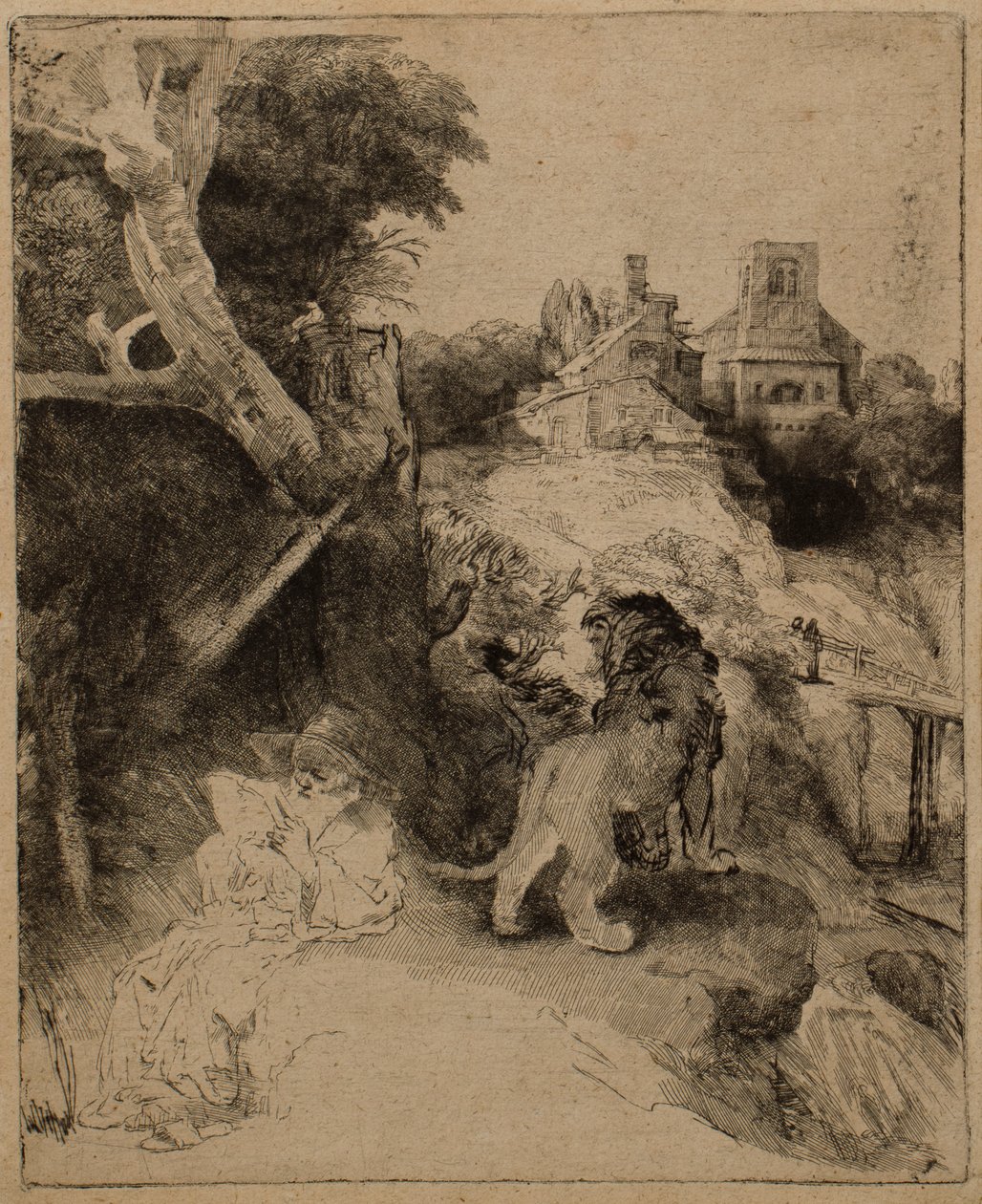 St. Jerome leser i et italiensk landskap av Rembrandt van Rijn