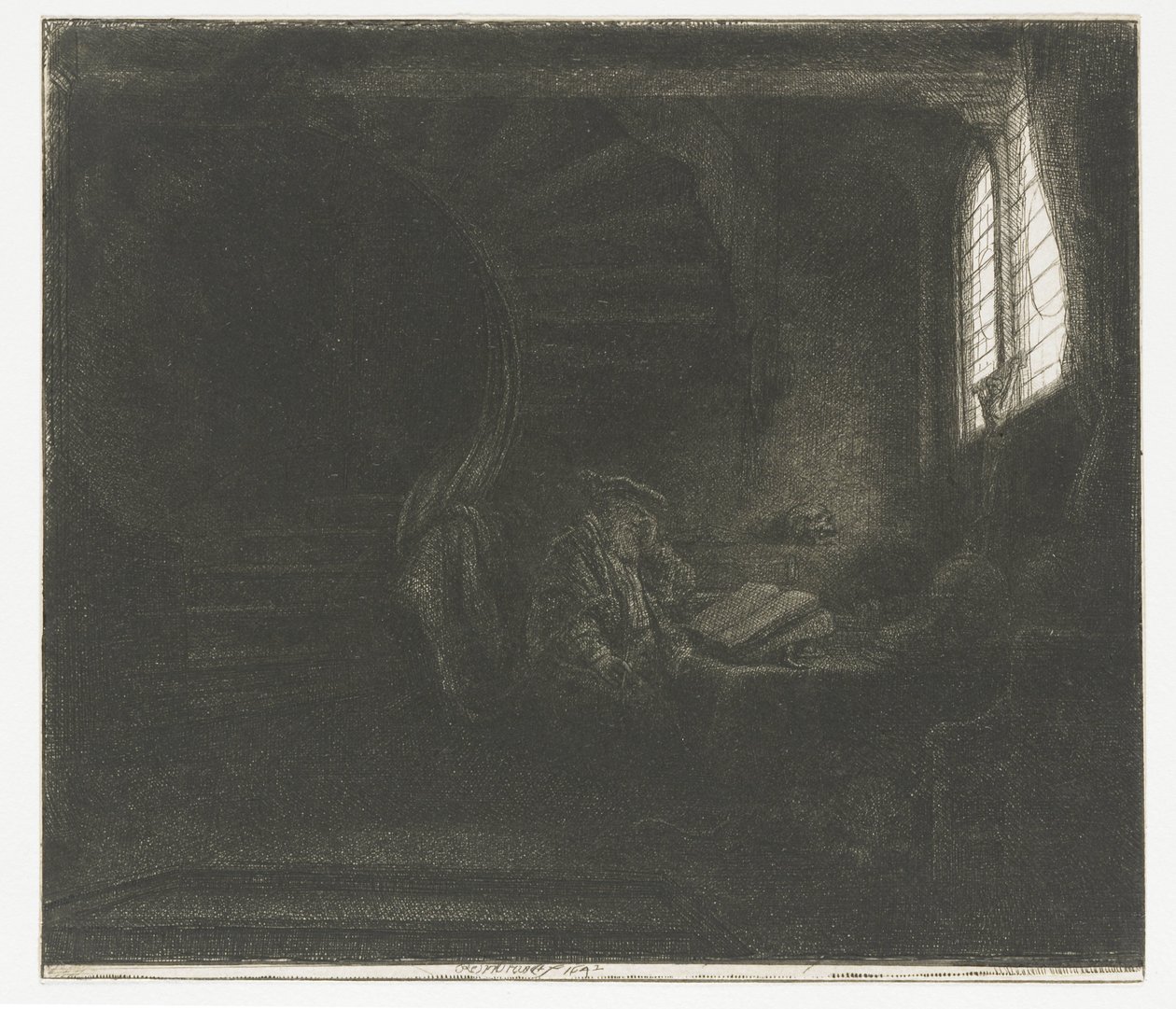 St Jerome i et mørkt kammer av Rembrandt van Rijn