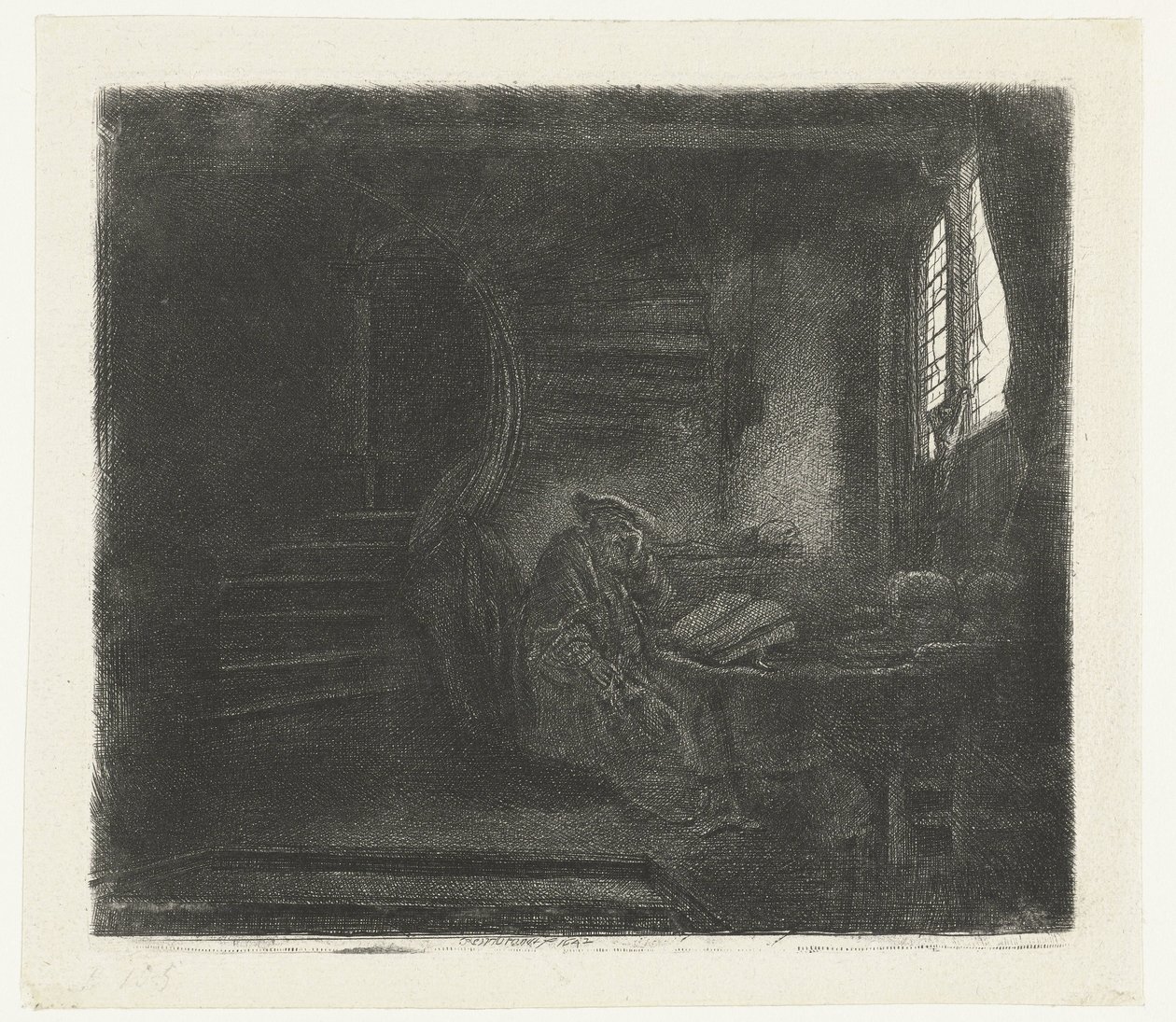 St Jerome i et mørkt kammer av Rembrandt van Rijn