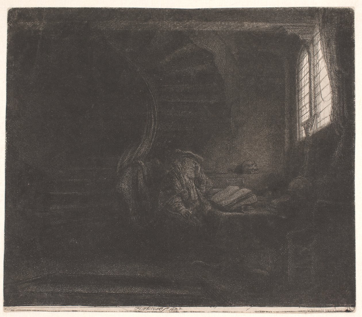 Den hellige Hieronymus i et mørkt rom av Rembrandt van Rijn