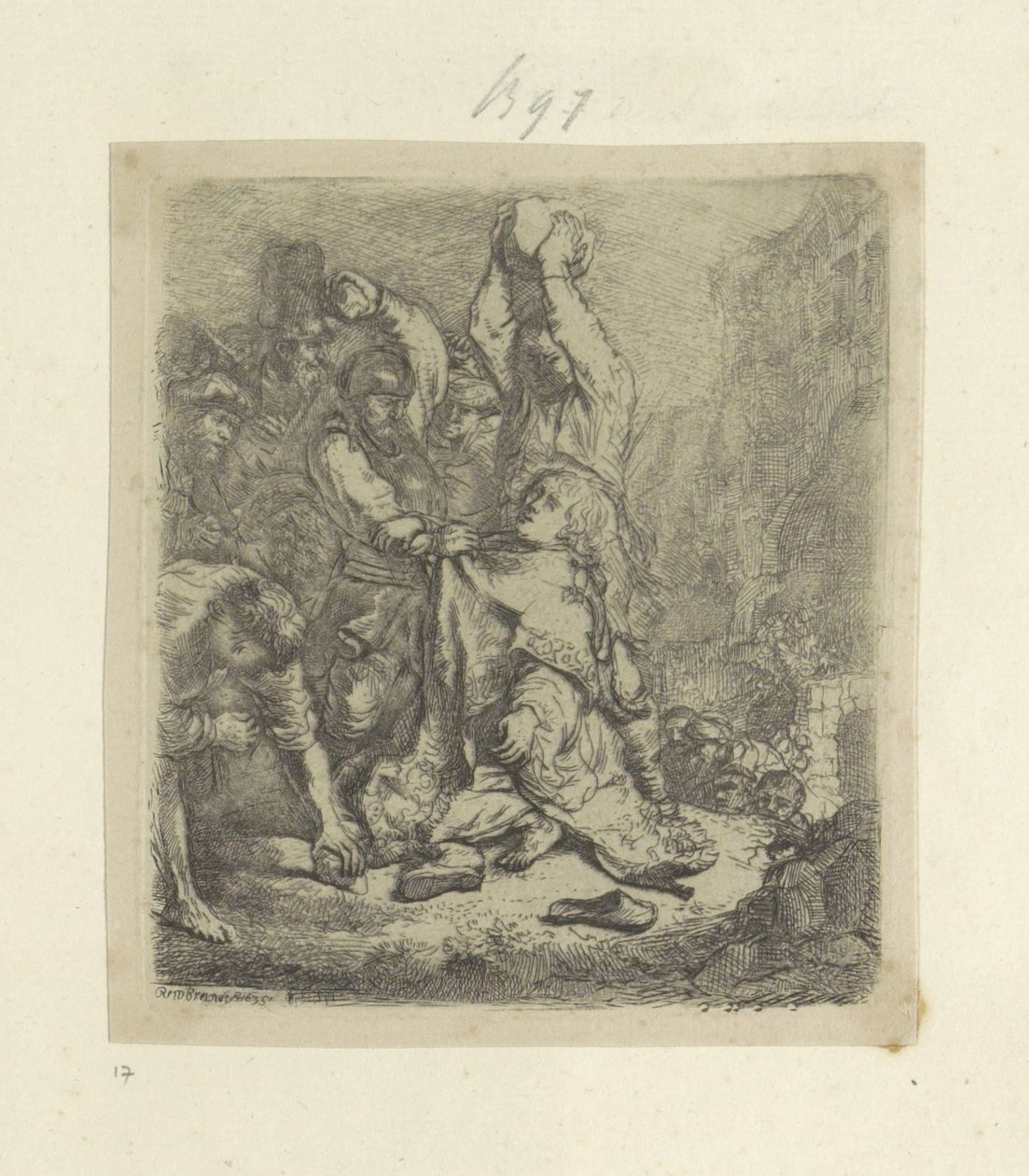 Steniging van Stefanus Samling av åttifem originaltrykk (serietittel) av Rembrandt van Rijn