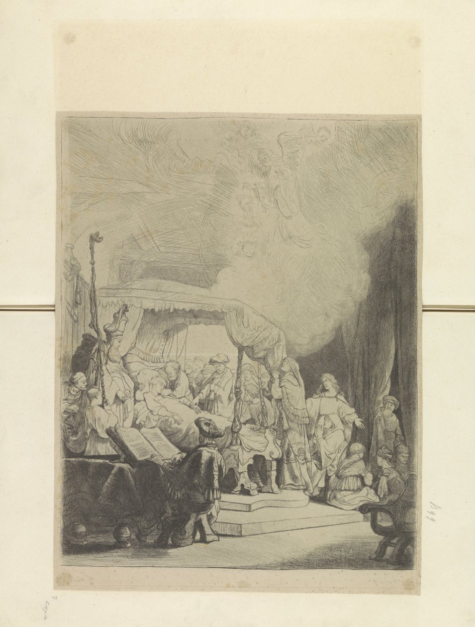 Sterfbed van Maria Samling av åttifem originaltrykk (serietittel) av Rembrandt van Rijn