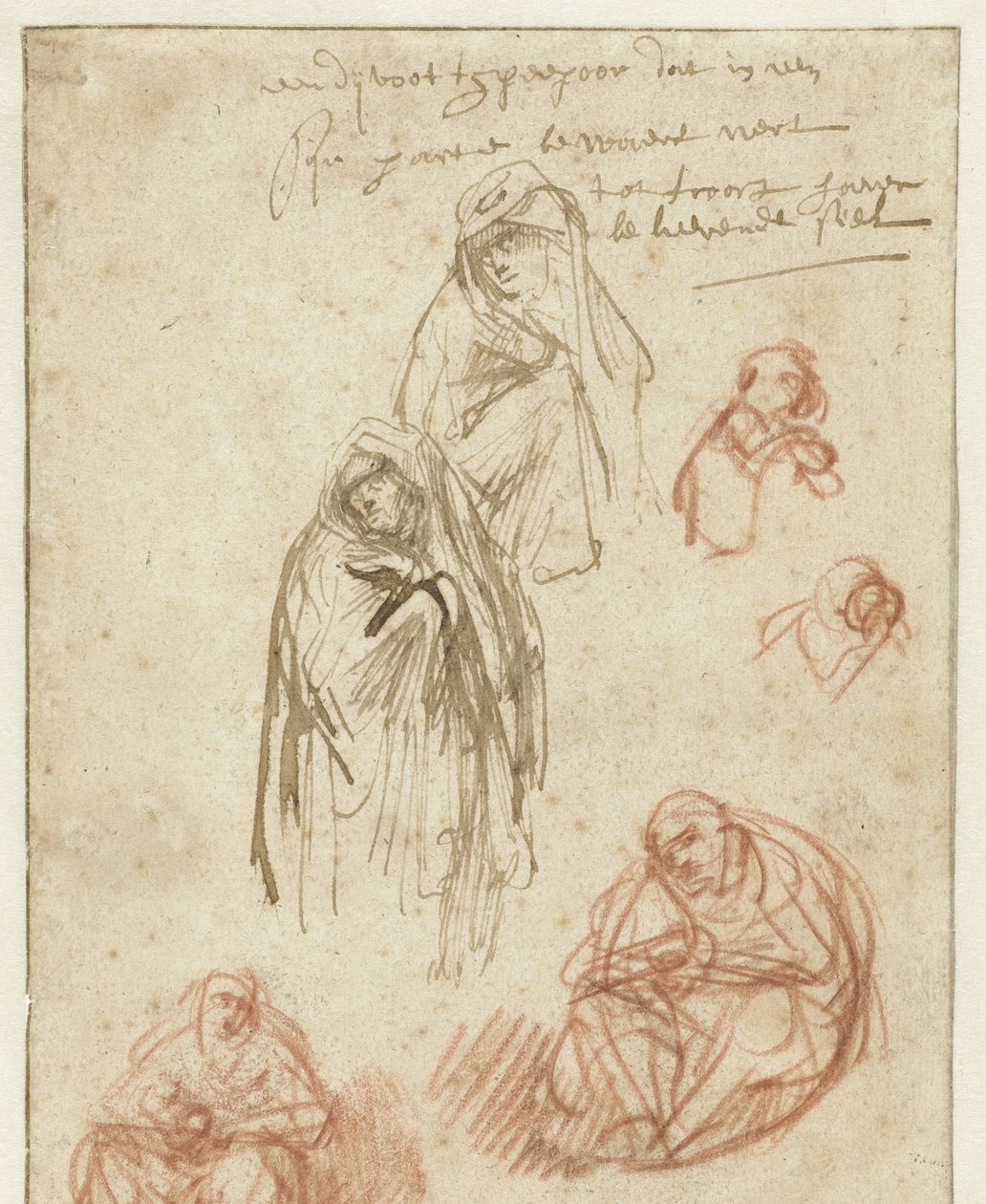 Studier av den sørgende Magdalen og Jomfruen av Rembrandt van Rijn