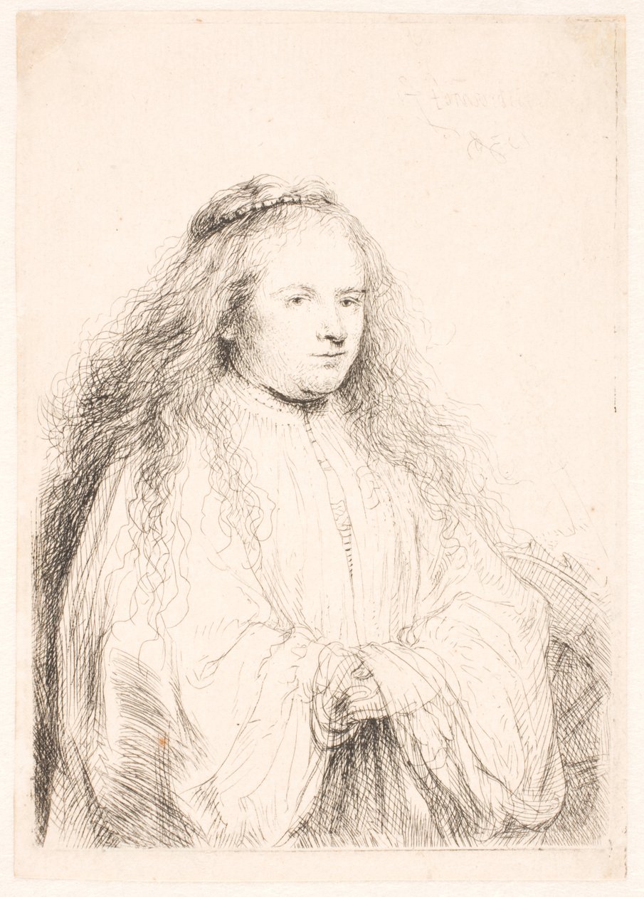 Studie av Saskia som en S. Catharine ("den lille jødiske bruden") av Rembrandt van Rijn