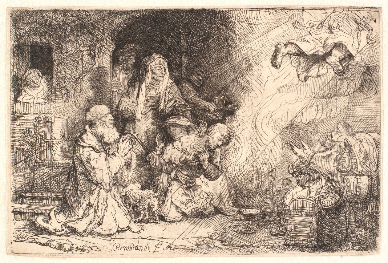 Engelen på vei fra Tobits familie av Rembrandt van Rijn
