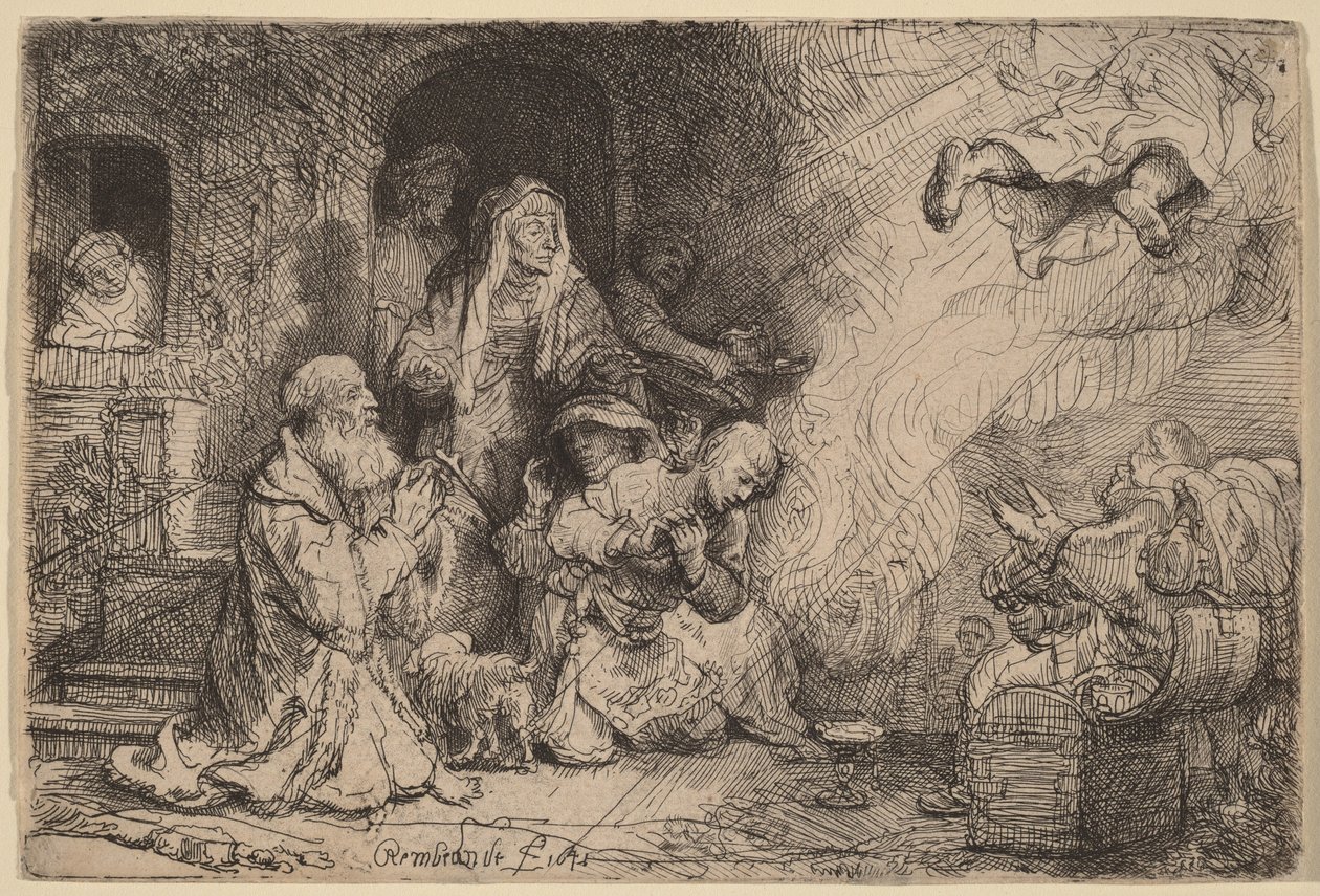 Engelen som forlater Tobias’ familie av Rembrandt van Rijn