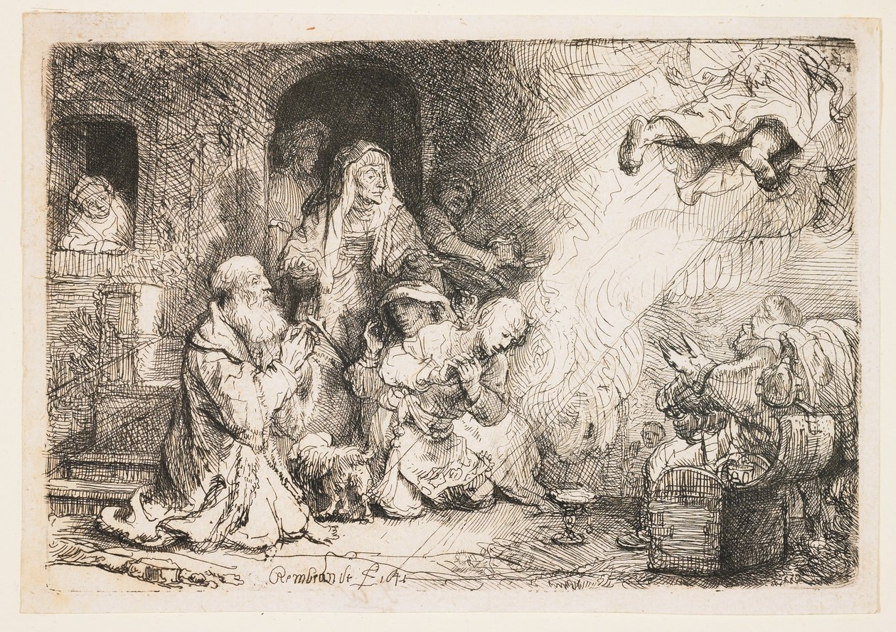 Engelen forlater familien til Tobias av Rembrandt van Rijn