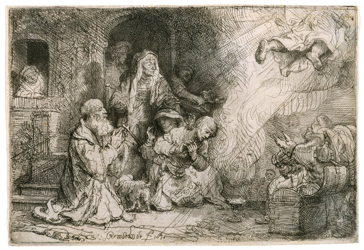 Engelen som forlater familien til Tobias, 1641 av Rembrandt van Rijn