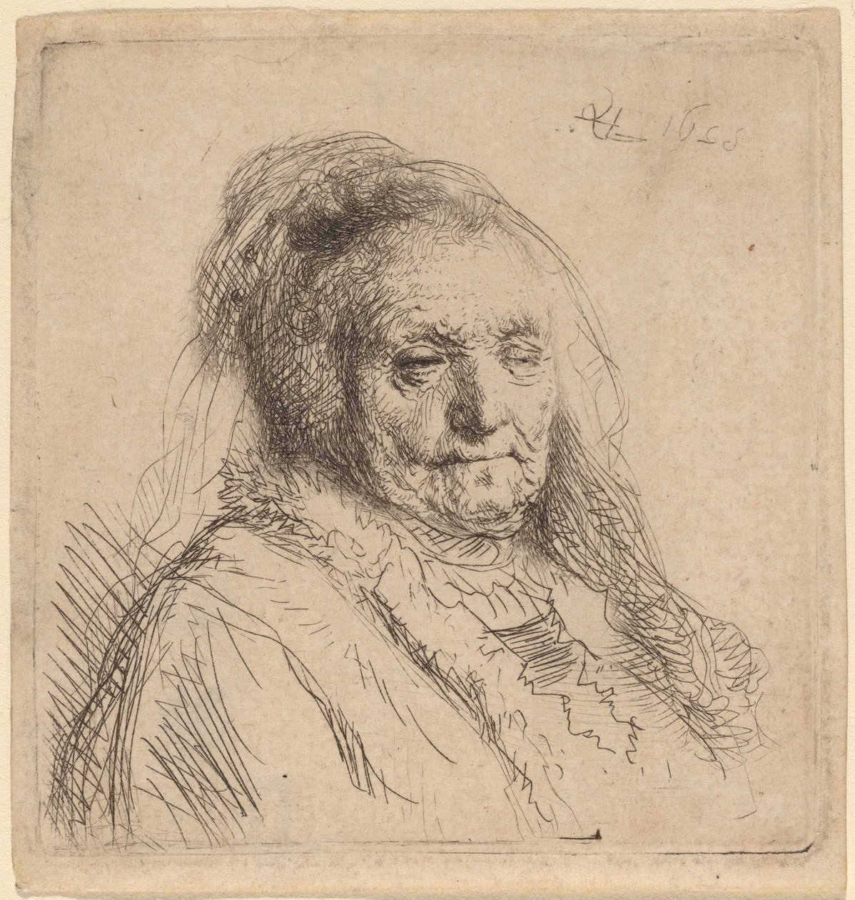 Kunstnerens mor, hode og byste av Rembrandt van Rijn
