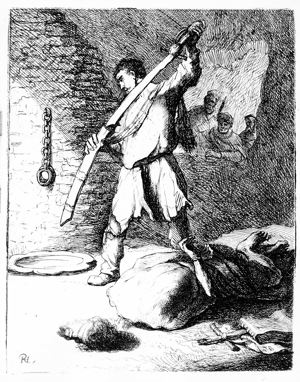 Halshuggingen av døperen Johannes, ca. 1627 av Rembrandt van Rijn