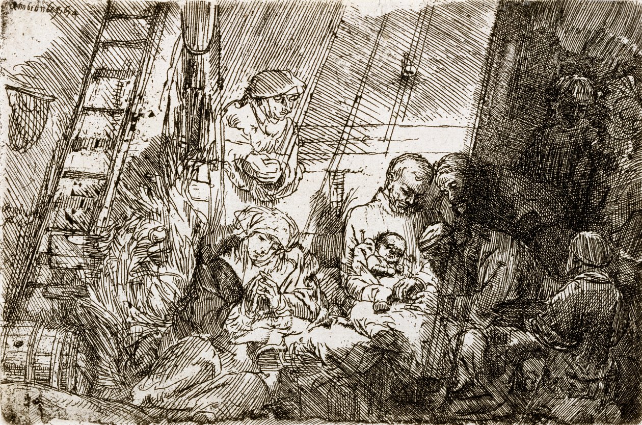 Omskjæringen i stallen, 1654 av Rembrandt van Rijn
