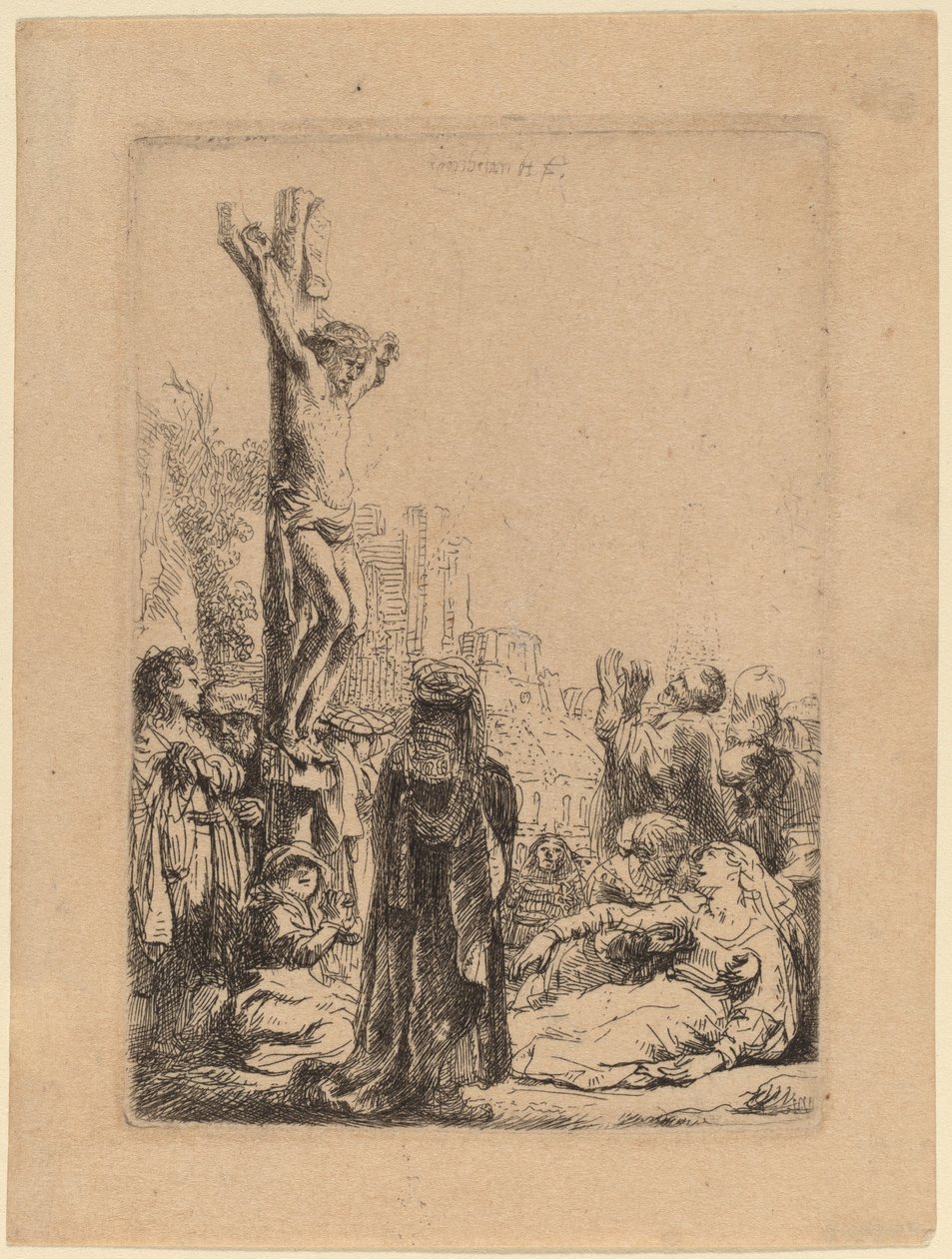 Korsfestelsen: Liten plate av Rembrandt van Rijn
