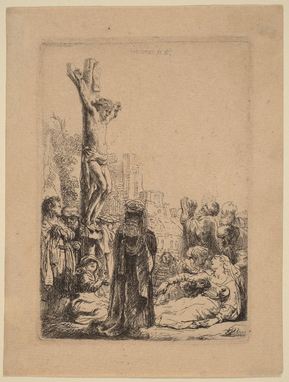 Korsfestelsen: Liten plate av Rembrandt van Rijn