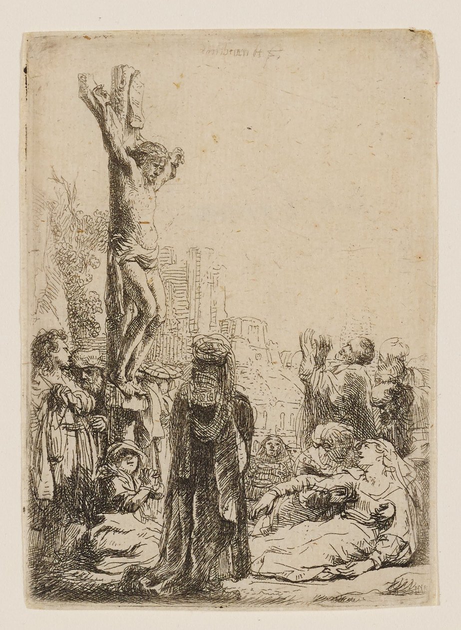Korsfestelsen: Liten plate av Rembrandt van Rijn
