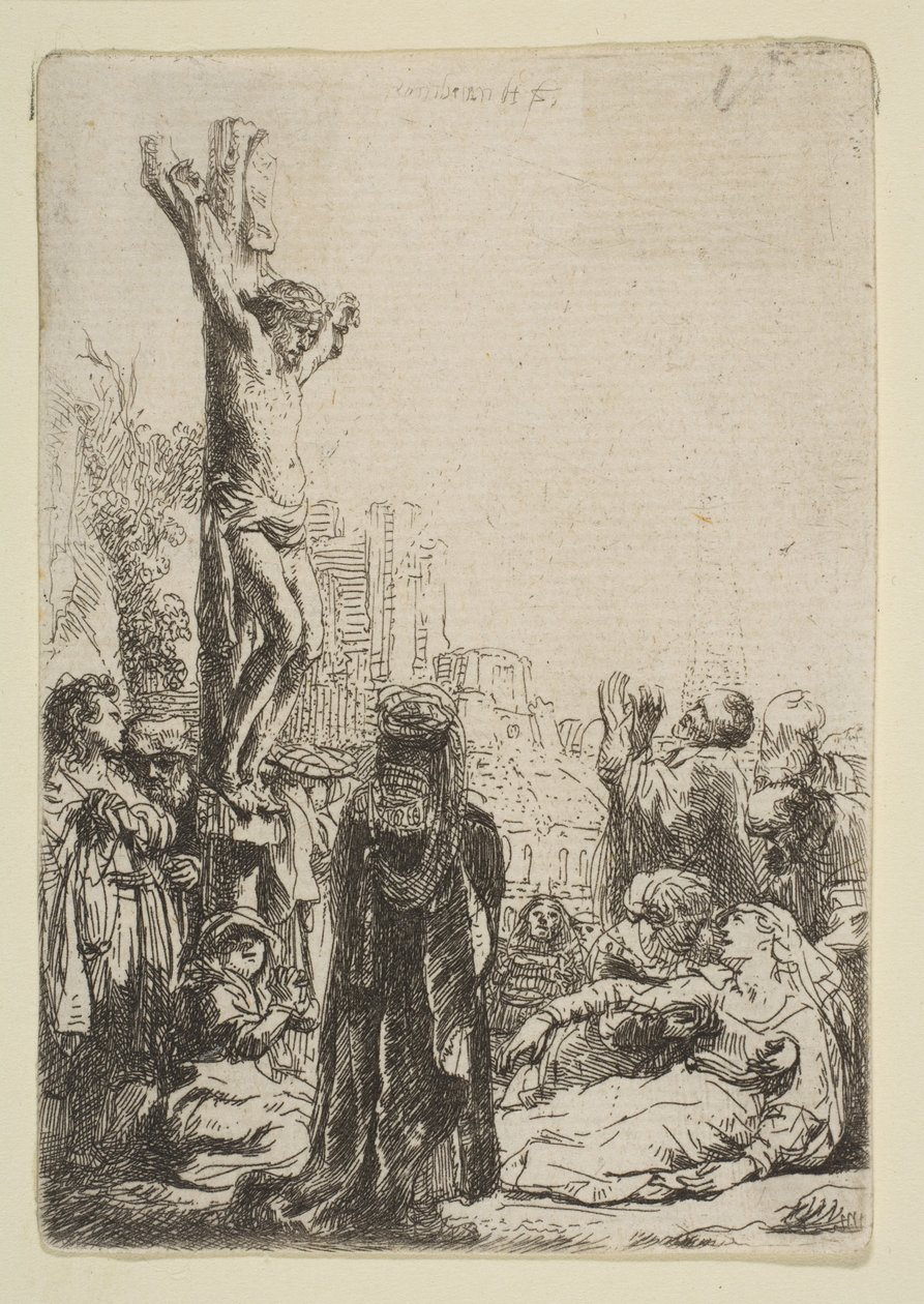 Korsfestelsen: Liten plate, ca. 1635. av Rembrandt van Rijn