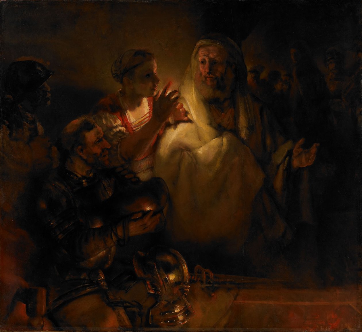 Fornektelsen av Saint Peter, 1660 av Rembrandt van Rijn