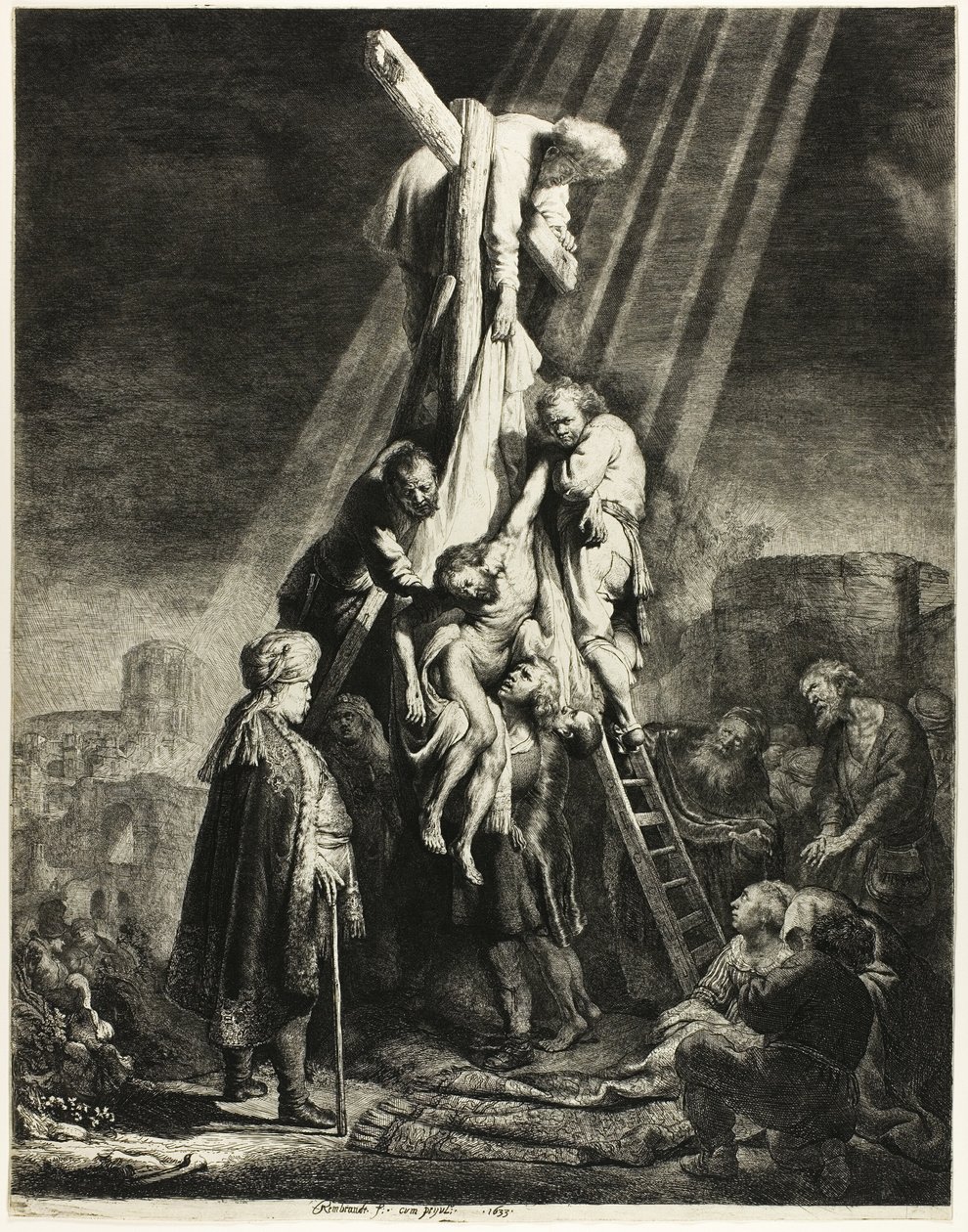 The Descent from the Cross: Second Plate av Rembrandt van Rijn
