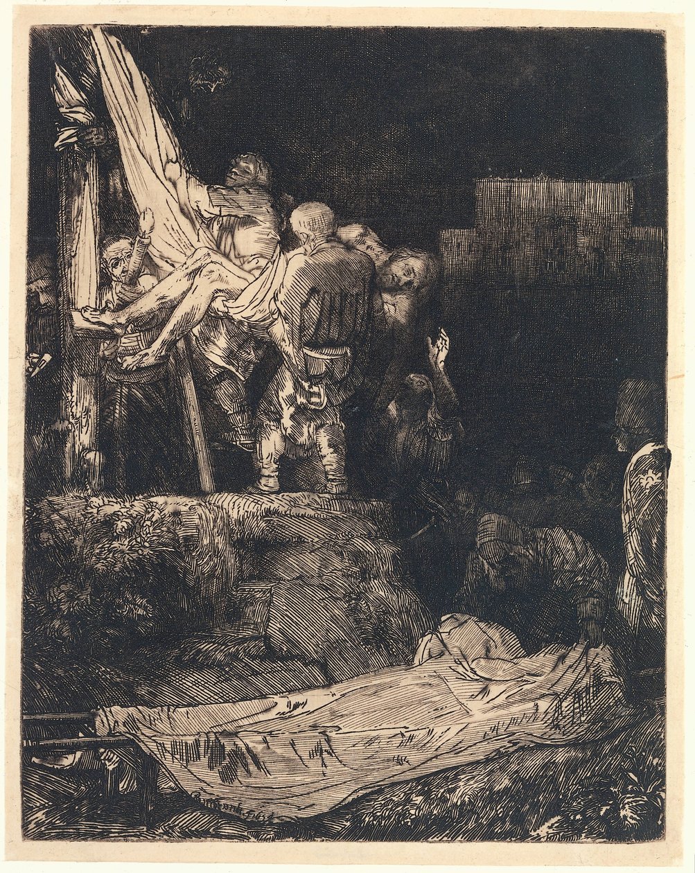 The Descent from the Cross by Torchlight Nedstigningen fra korset med fakkellys av Rembrandt van Rijn
