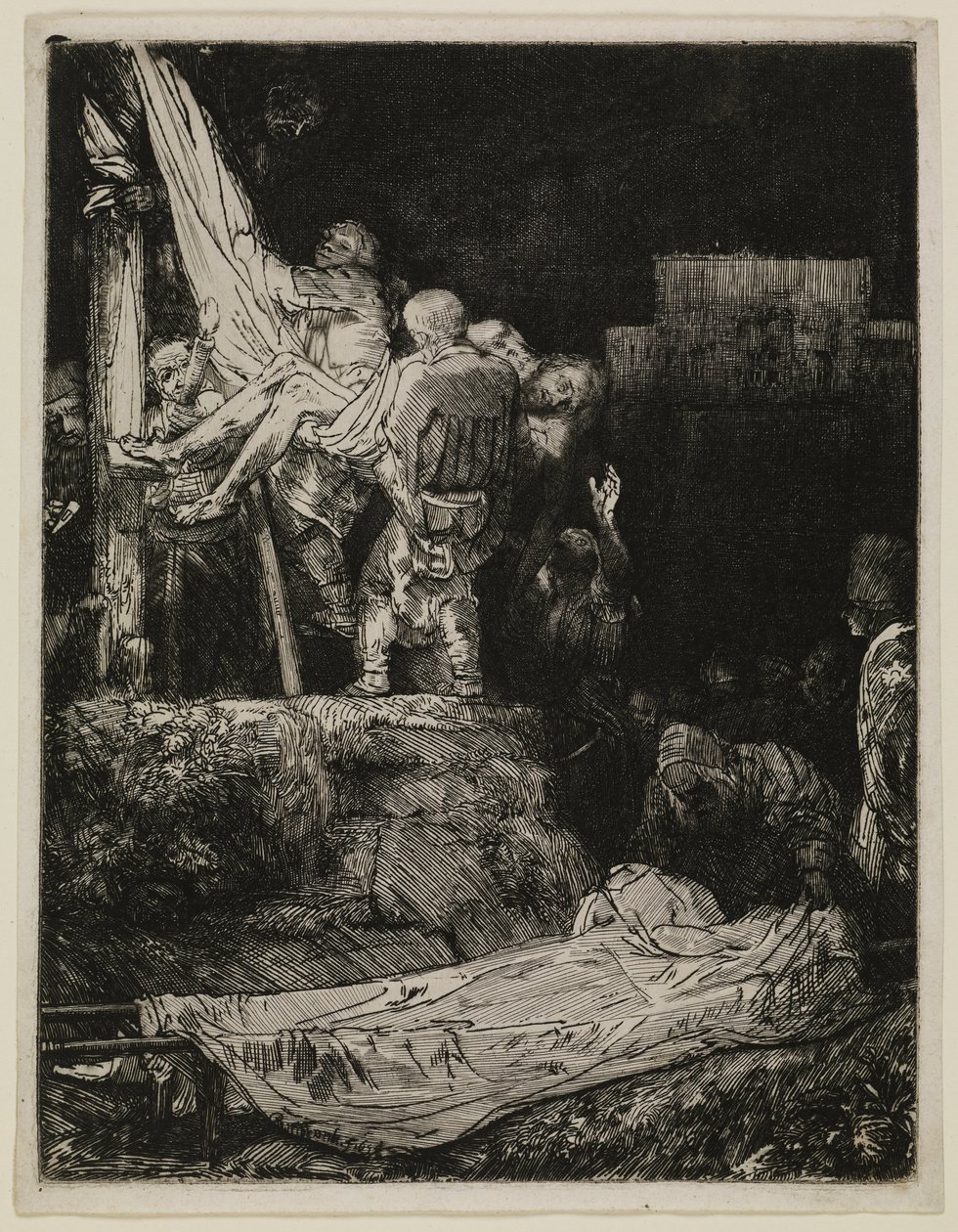 «Nedtagningen fra korset» i fakkellys av Rembrandt van Rijn
