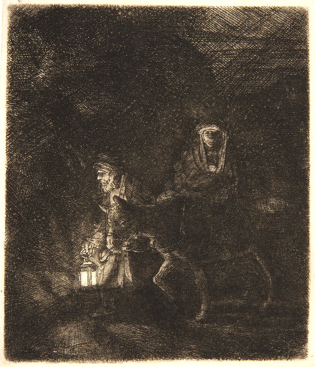 The Flight Into Egypt: A Night Piece av Rembrandt van Rijn