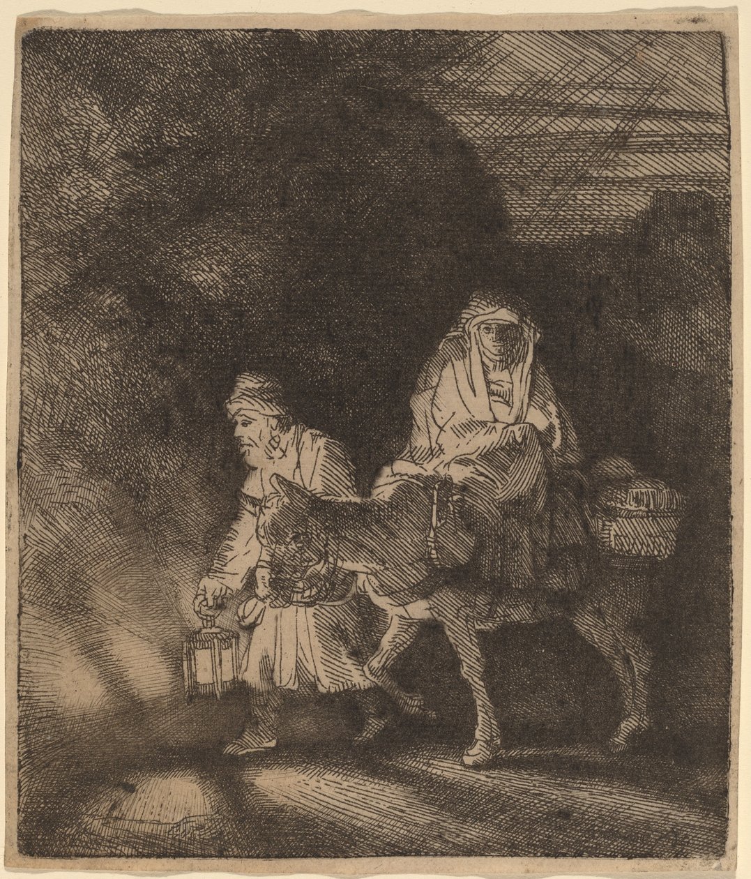 Flukten til Egypt: et nattstykke av Rembrandt van Rijn