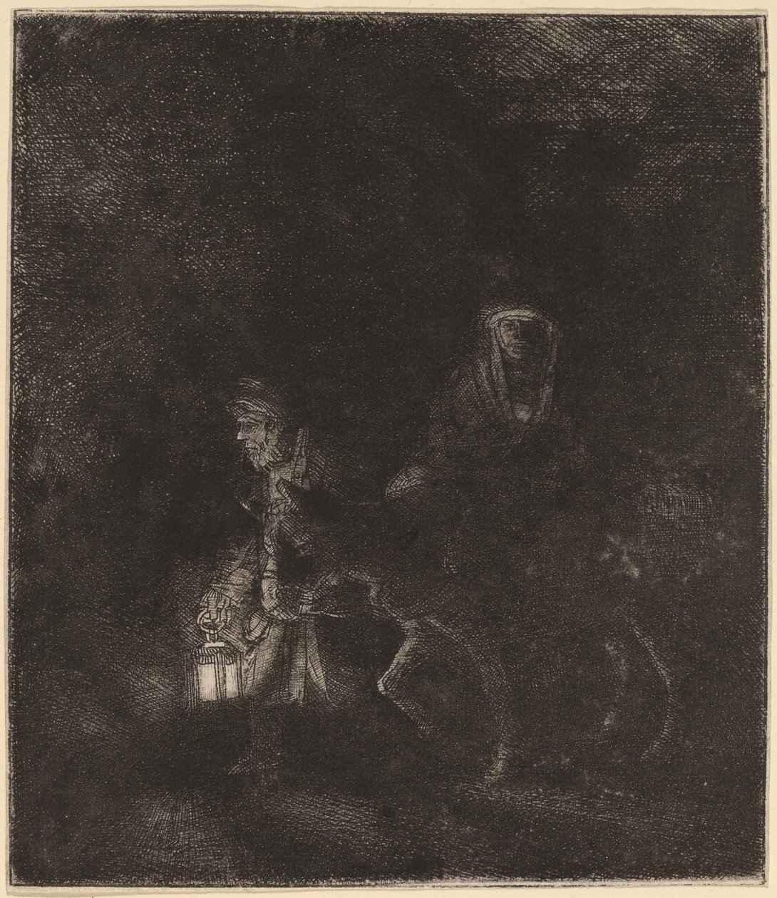Flukten til Egypt: et nattstykke av Rembrandt van Rijn