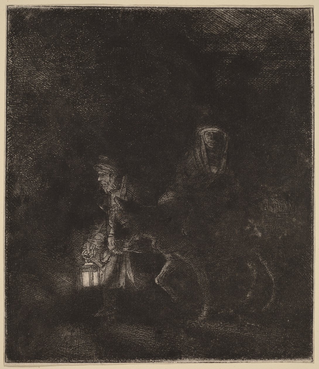 Flukten til Egypt: et nattstykke av Rembrandt van Rijn