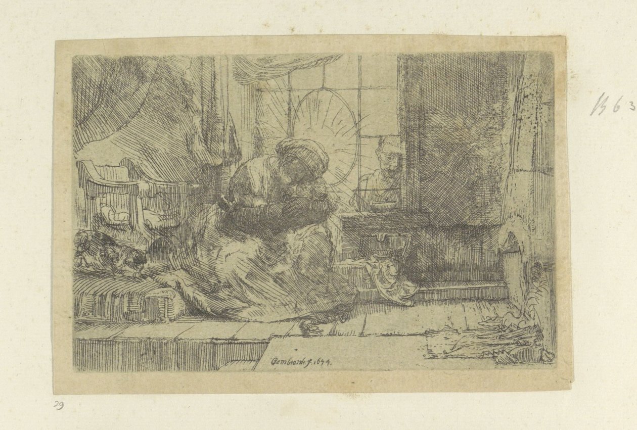 Den hellige familie med katten og slangen av Rembrandt van Rijn