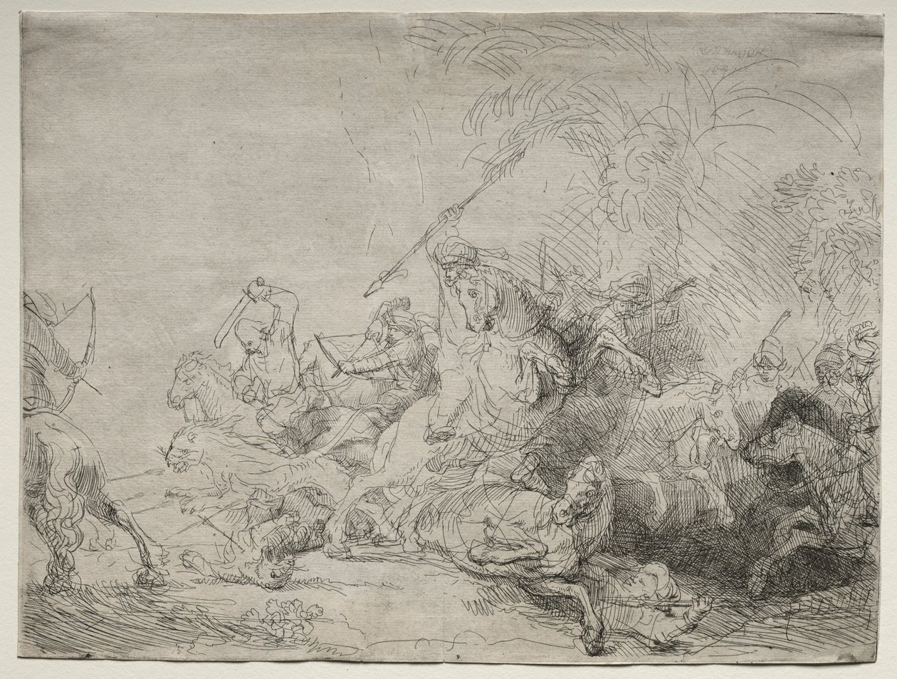 Den store løvejakten av Rembrandt van Rijn