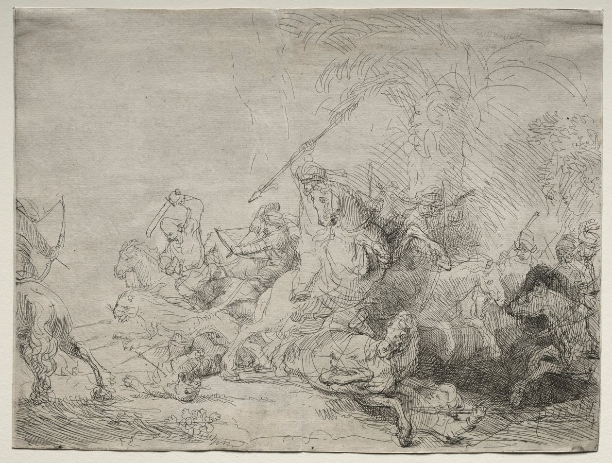 Den store løvejakten, 1641. av Rembrandt van Rijn