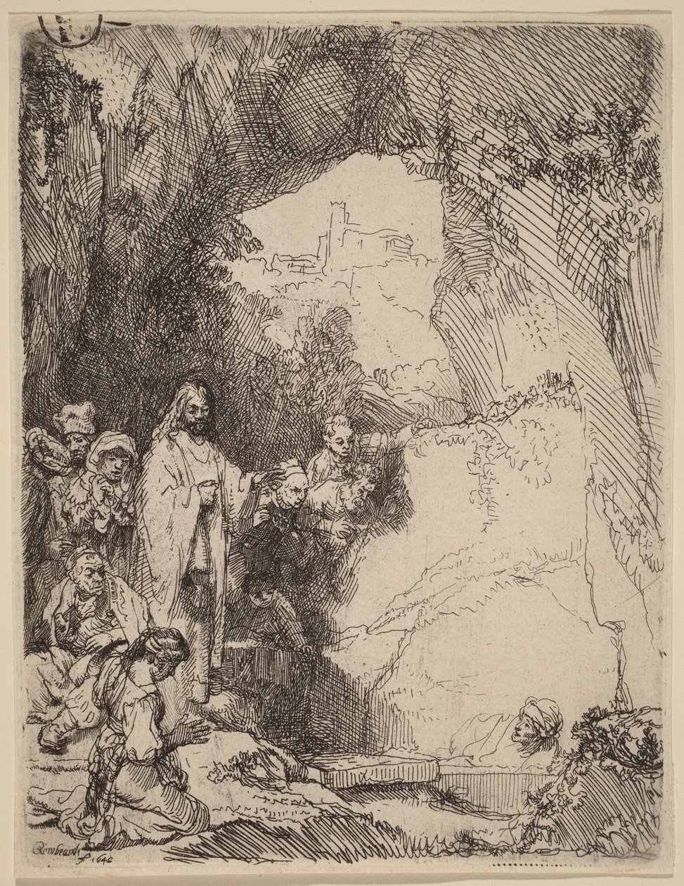 Oppvekkelsen av Lasarus: Liten tallerken av Rembrandt van Rijn