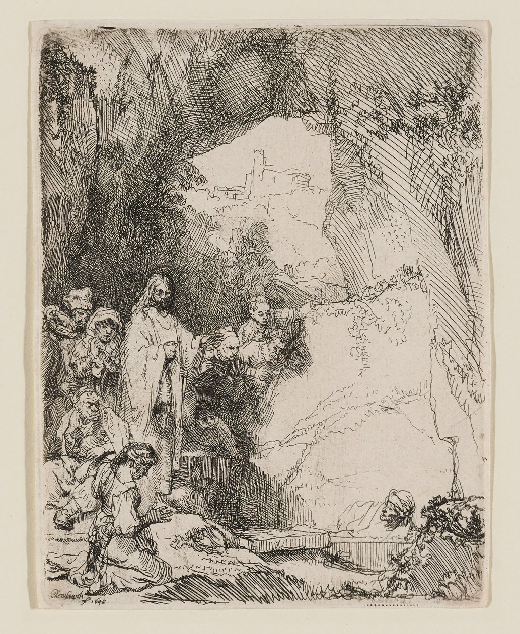 Oppvekkelsen av Lasarus: Det mindre bildet av Rembrandt van Rijn