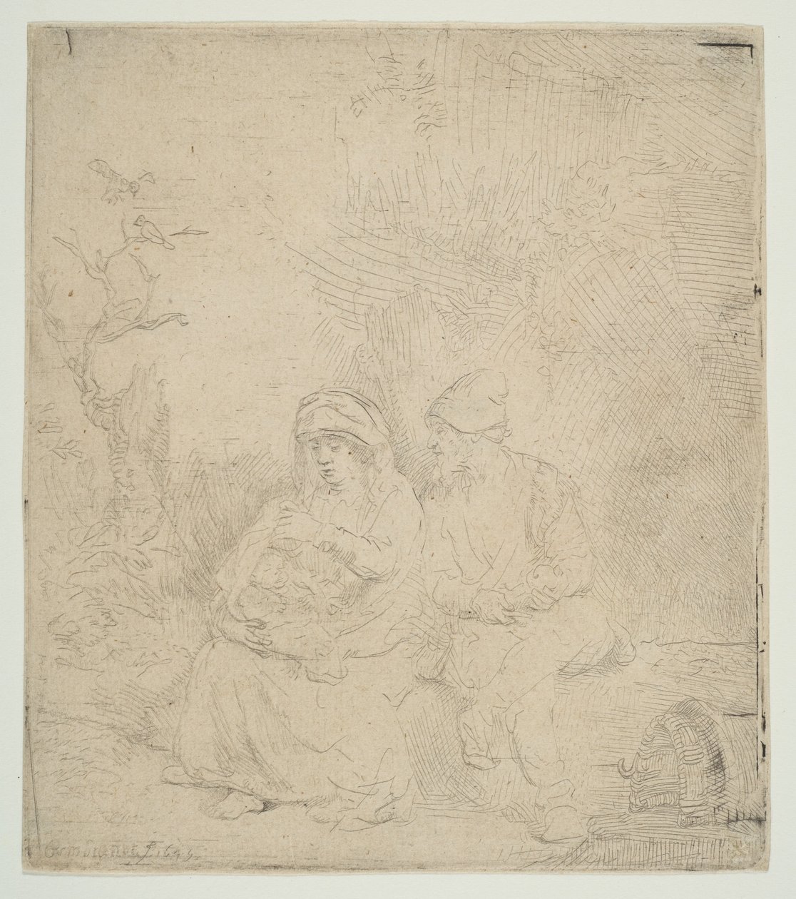 Resten på flukten til Egypt, lett etset, 1645. av Rembrandt van Rijn