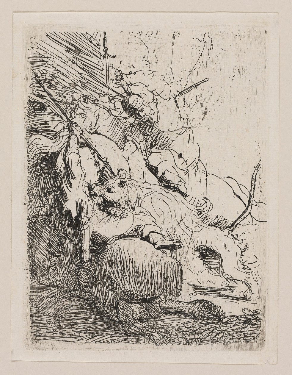 Den lille løvejakten (med én løve) av Rembrandt van Rijn