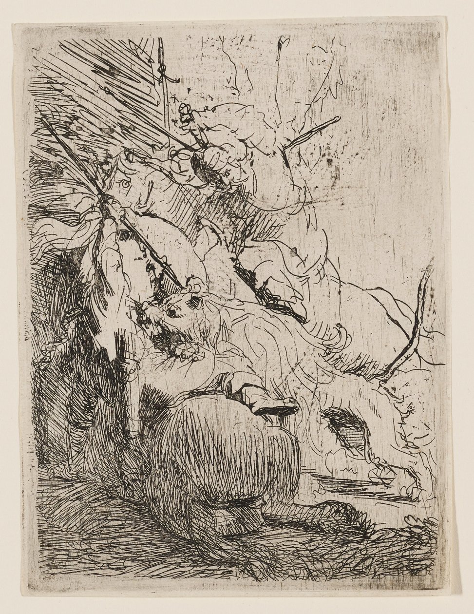 Den lille løvejakten (med én løve) av Rembrandt van Rijn