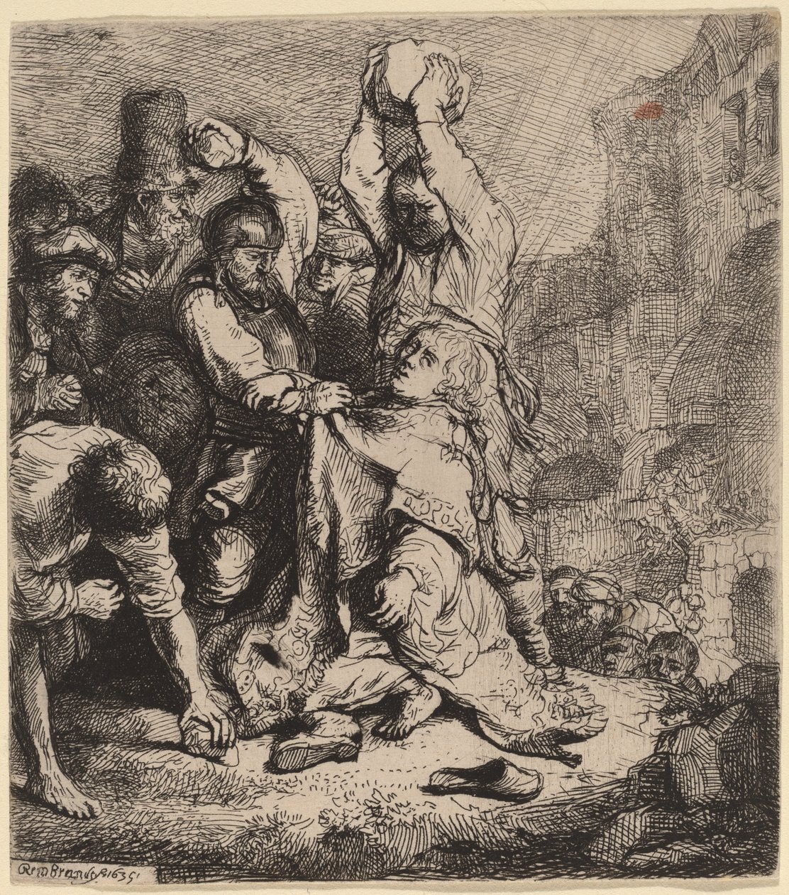 Steiningen av Saint Stephen av Rembrandt van Rijn