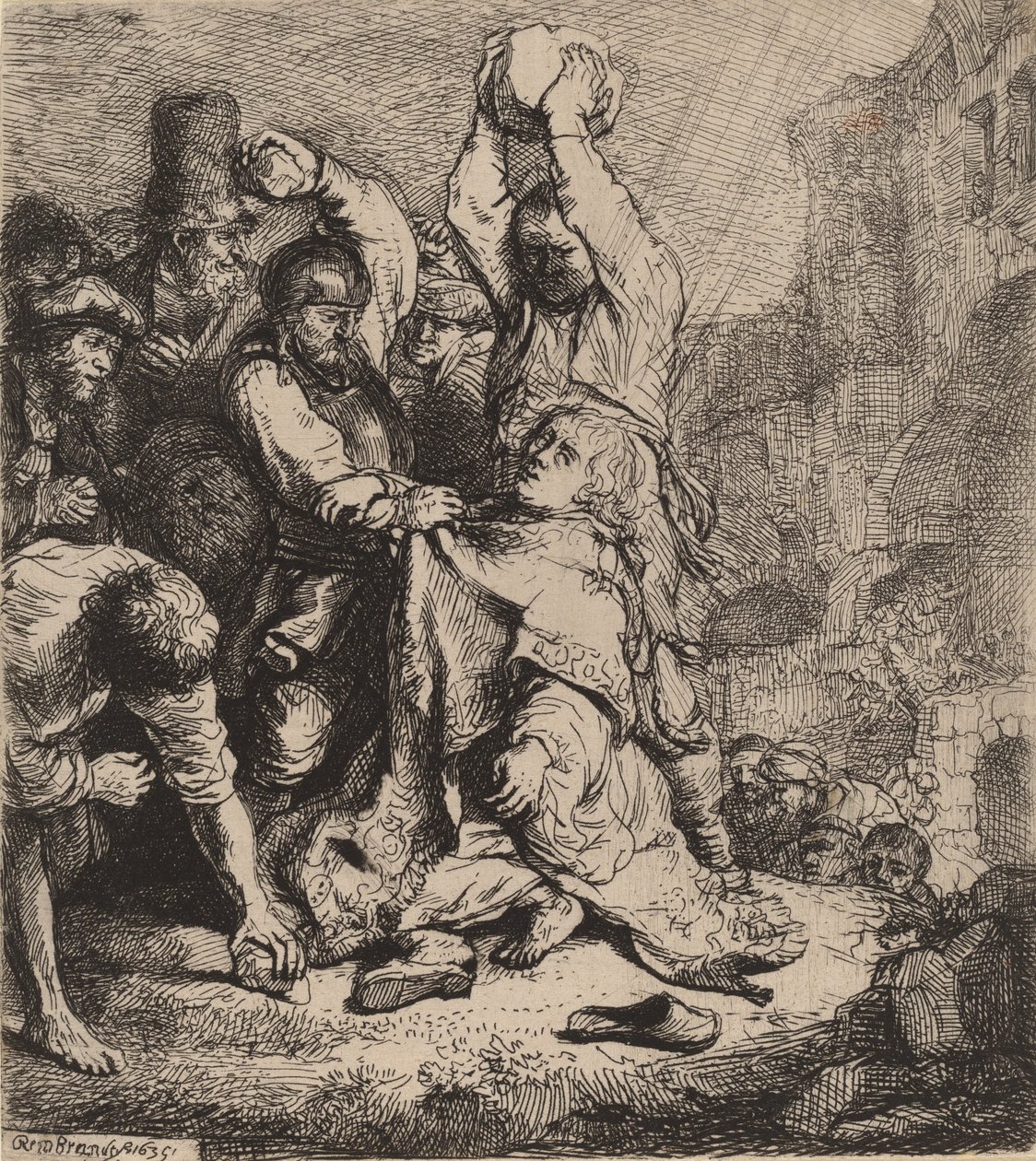 Steiningen av Saint Stephen, 1635. av Rembrandt van Rijn
