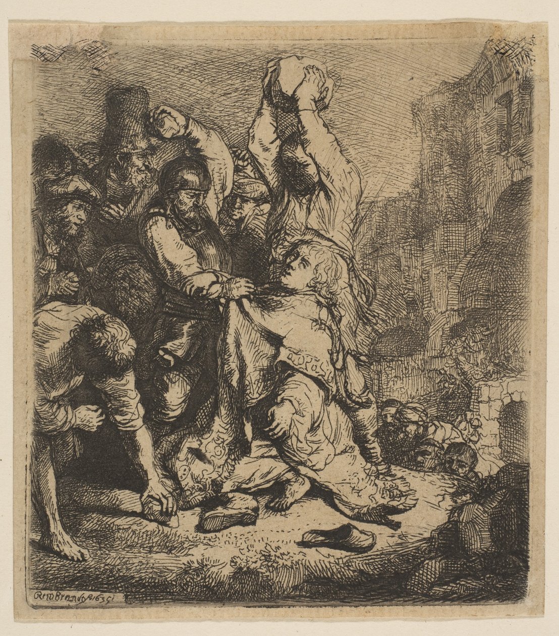 Steiningen av St. Stefan, 1635. av Rembrandt van Rijn