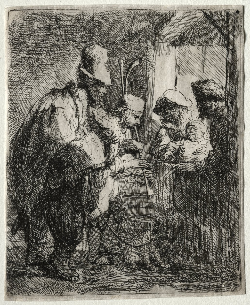 The Strolling Musicians, ca. 1635. av Rembrandt van Rijn