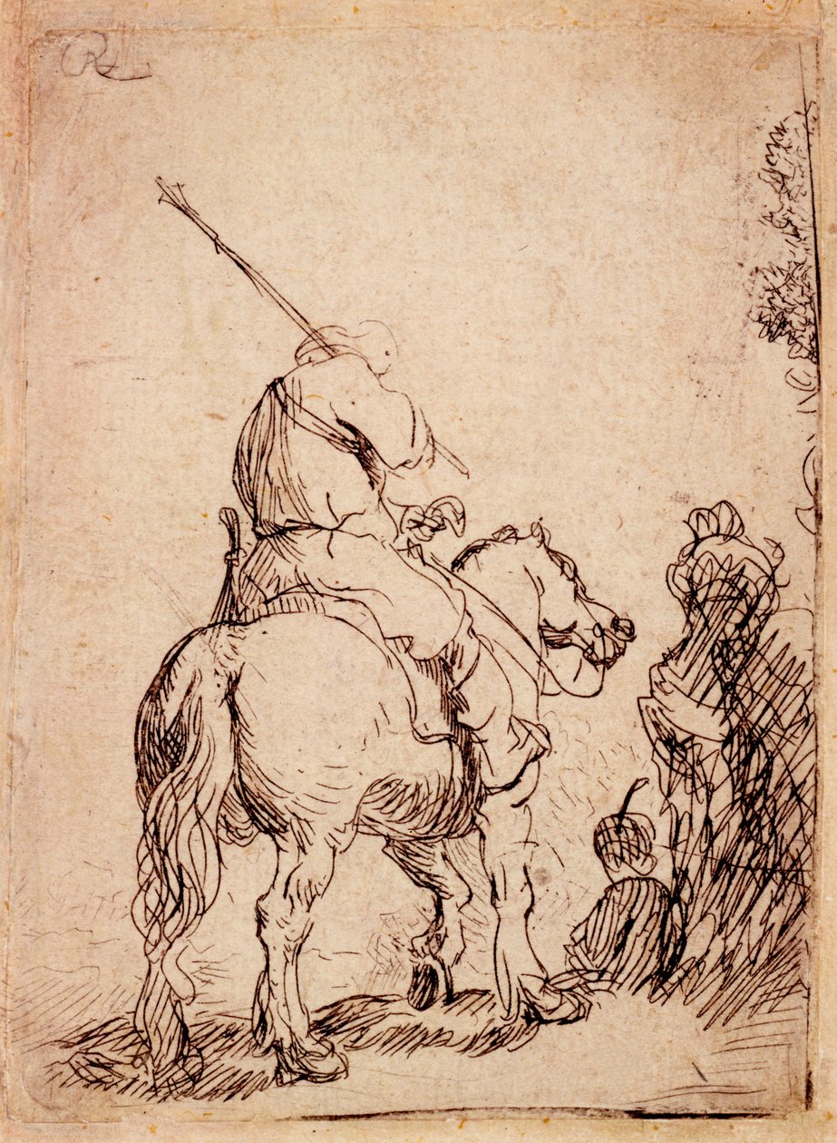 The Turbaned Soldier on Horseback, 1632 av Rembrandt van Rijn