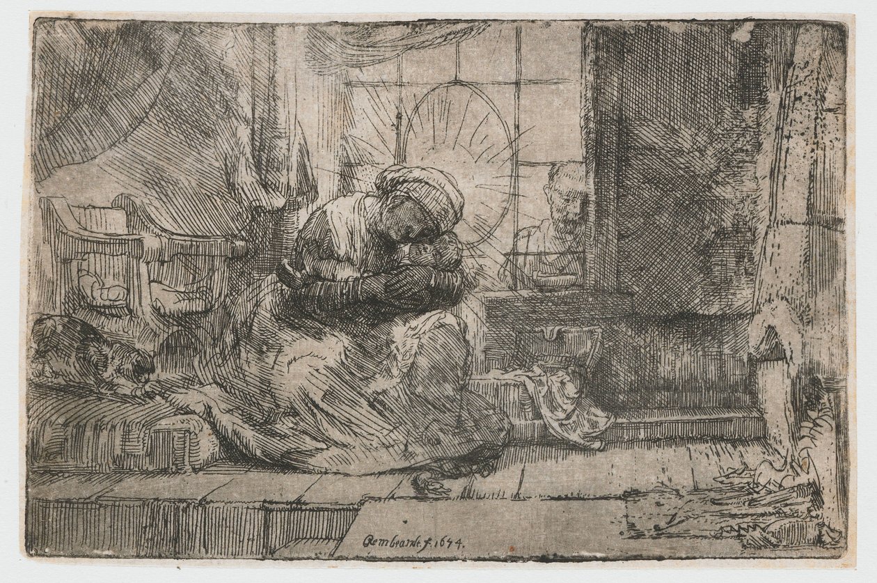 Jomfruen og barnet med katten og slangen Jomfruen og barnet med katten og slangen av Rembrandt van Rijn