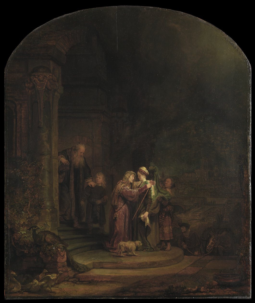 The Visitation, 1640 (olje på sedertrepanel) (se også 5454147) av Rembrandt van Rijn